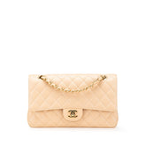 シャネル マトラッセ25 ダブルフラップ ココマーク チェーン ショルダーバッグ ベージュ キャビアスキン レディース CHANEL 【中古】